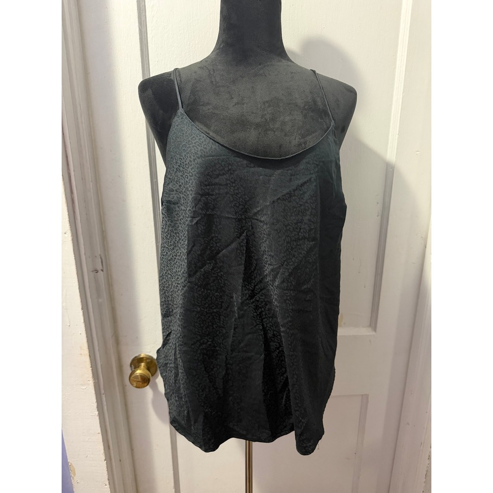 Victoria's Secret Black Leopard Tank Top XL Cami Spaghetti Strap Polyester